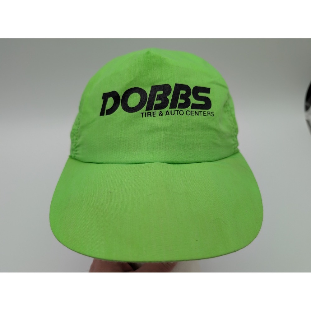 Vintage Dobbs Tire & Auto Centers Snapback Hat Neon Green Stylemaster USA Made